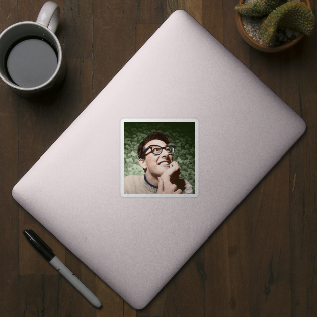 Buddy Holly - 1958 Colorized Sticker by Laurynsworld